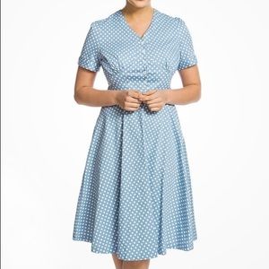 Light Blue Lindy Bop Polka Dot Dress